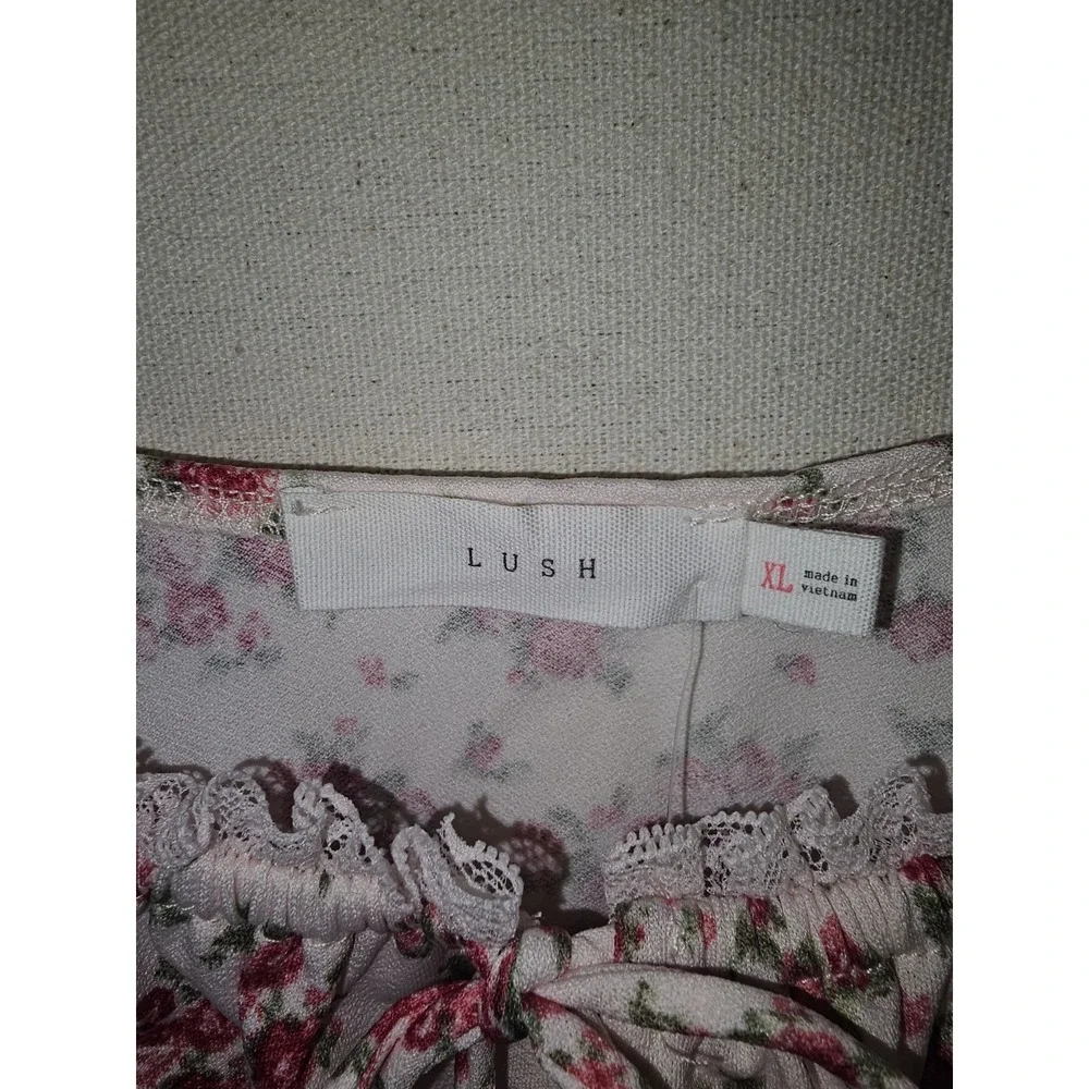 Lush Women's Floral Pink Romantic Y2k Style Sweet Feminine Blouse Top XL - Picture 2 of 8